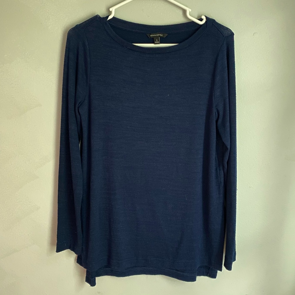 Banana Republic Navy Thin Knit Sweater Tunic Long Sleeve